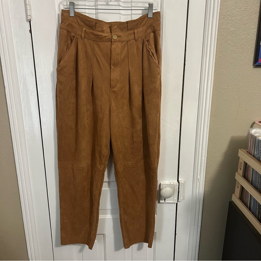 Free People Nightfall Vegan Suede Pants Camel Brown Size 10 M2 - Picture 2 of 9
